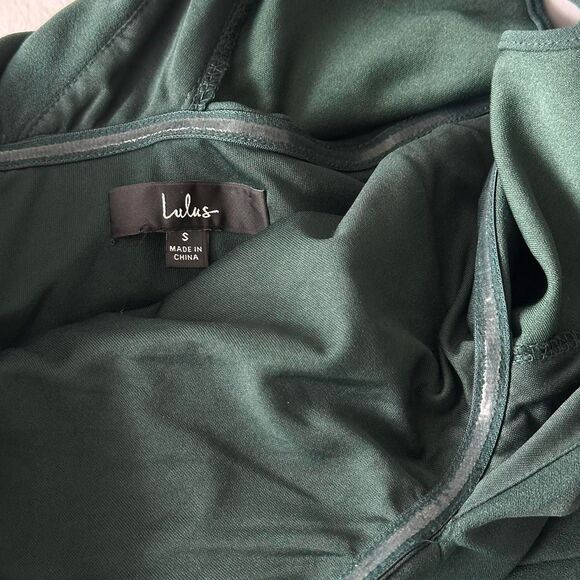 Lulus Grand Beauty Emerald Ruffled One-Shoulder Mermaid Maxi Dress Small - Picture 3 of 8